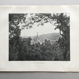 1922 Portugal, Forêt de Bussaco, Serra de Bussaco, Impression vintage, illustration ancienne, Planche originale Paysage portugais