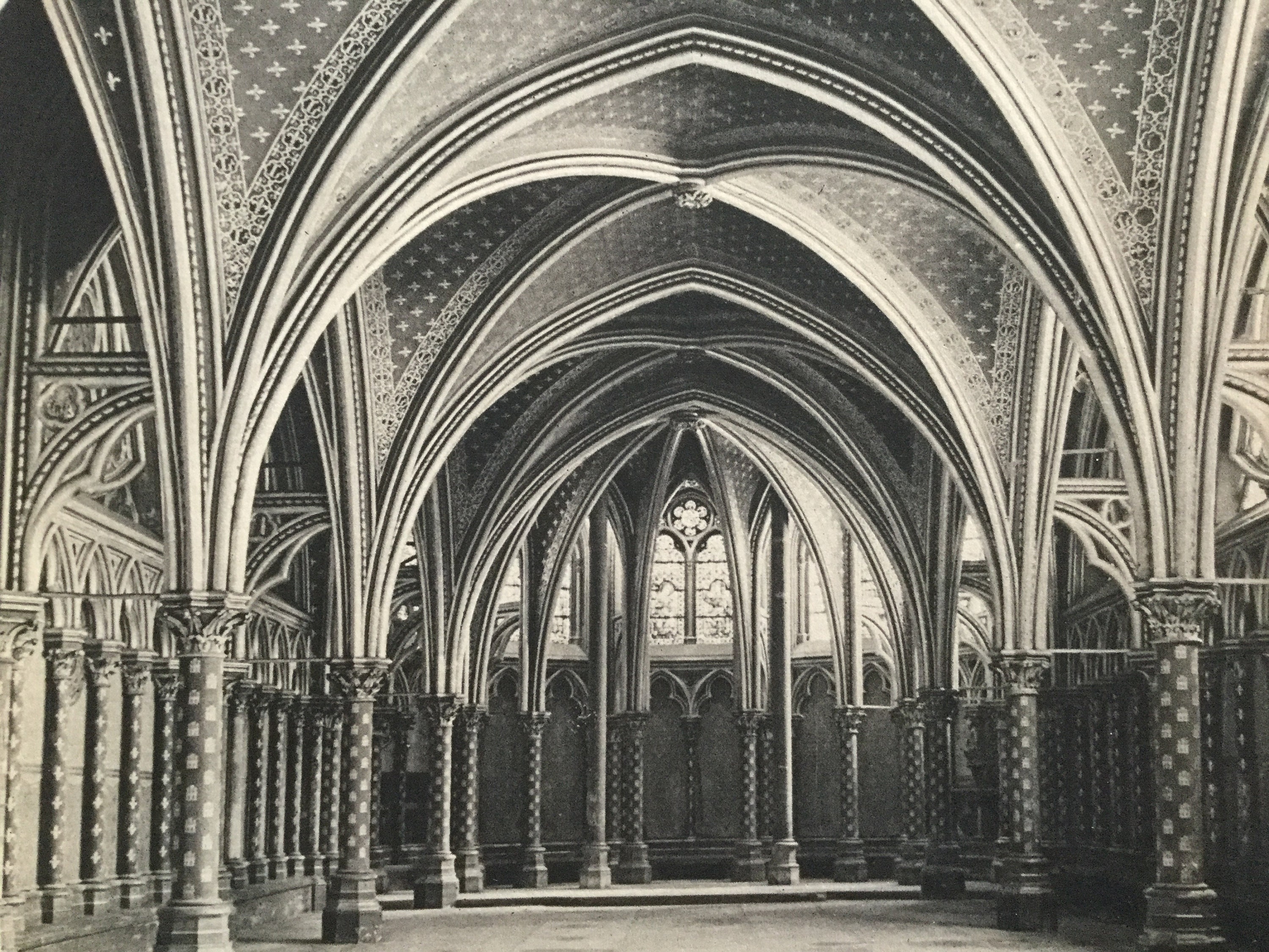 Vintage Pari - France Sainte Chapelle Église Basse, Lower Chapel Antique Print France Poster Vintage