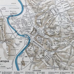 1922 Carte Rome antique, Rome au XIIème siècle Rome en 1922, Art romain, Italie cartes de Rome, Carte ancienne Rome, affiche vintage Italie