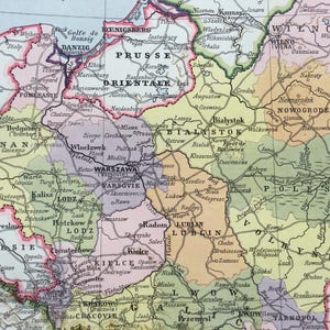 Poland Map of Poland, Illustration old map Poland Prints Vintage map - Old map - Vintage French 1912