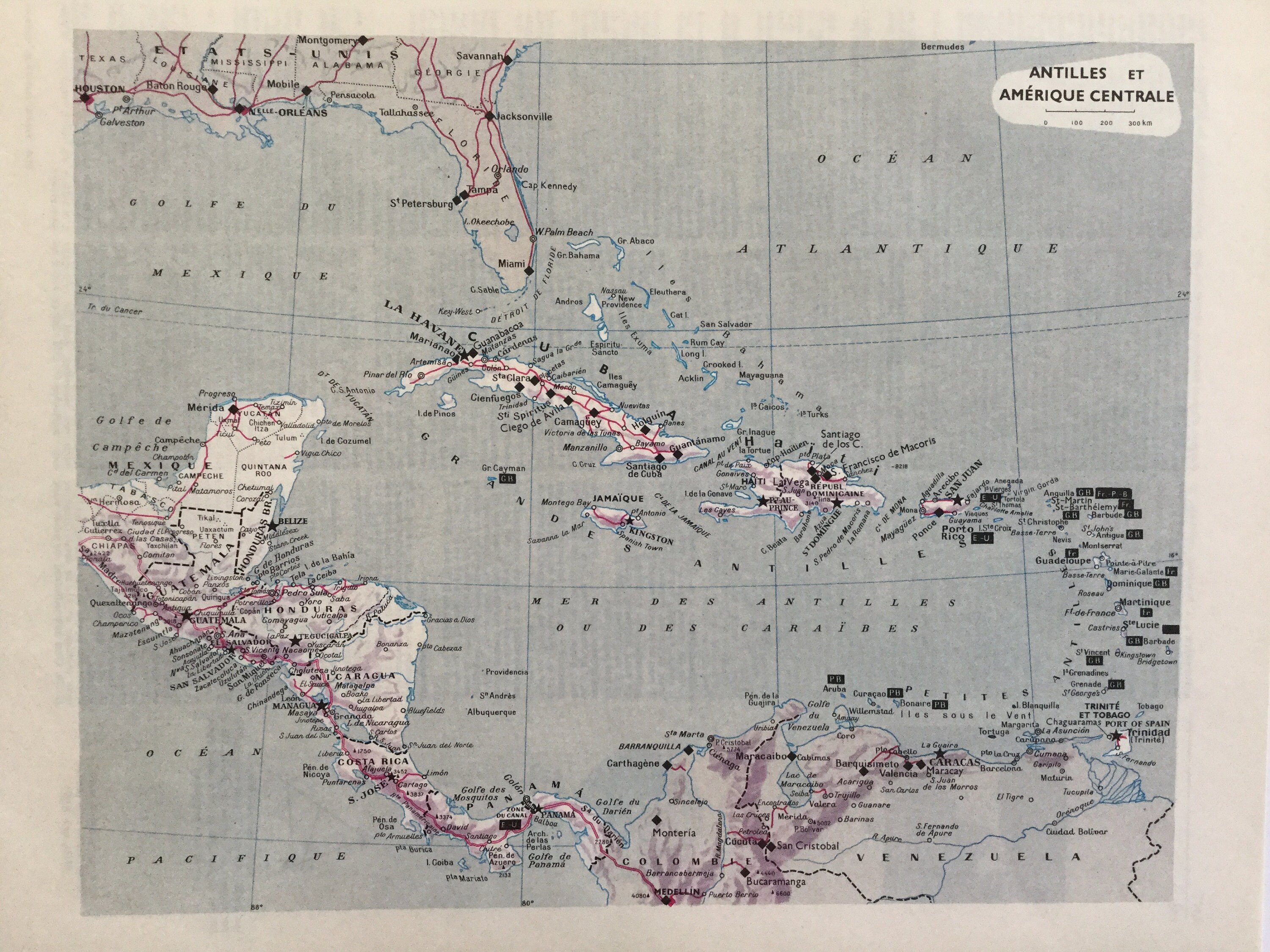 Cartes Vintage Antilles et Amérique Centrale - Carte Ancienne Map 1930 Antique French Print Vintage 