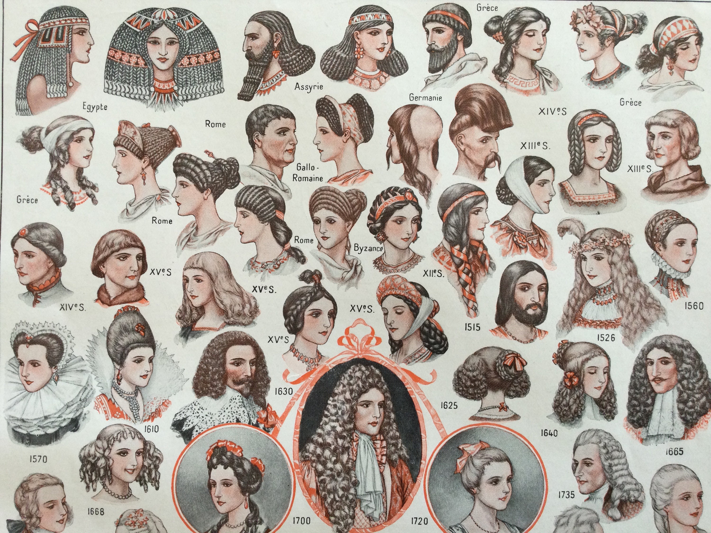 Affiche Vintage Affiche Mode Coiffure Paris - Planche Originale Coiffure Années 20, de Sissi, Vintag
