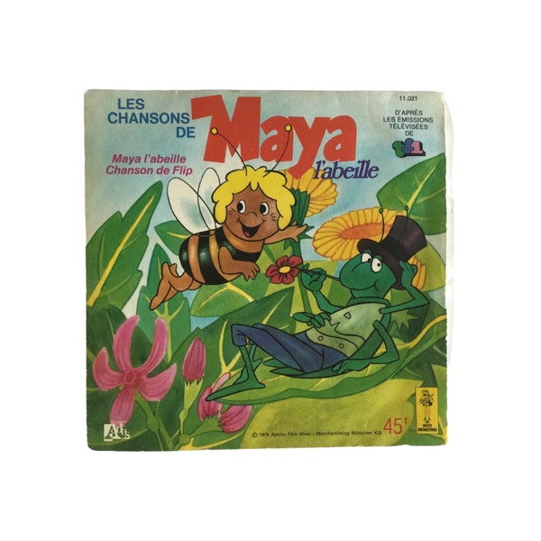 Maya l’abeille, vinyl 45 tours, Maya the bee, 1978, vinyl dessin animé années 80, Vinyle Maya l'abeille