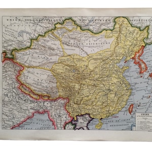 CHINA MAP - CHINA  old map - vintage Map - antique Print - French vintage Print -  Society Print