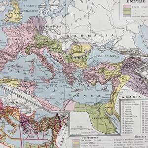 Impero Romano del 1922, Province, stampa d'epoca, vecchia mappa, tavola originale Larousse immagine 8