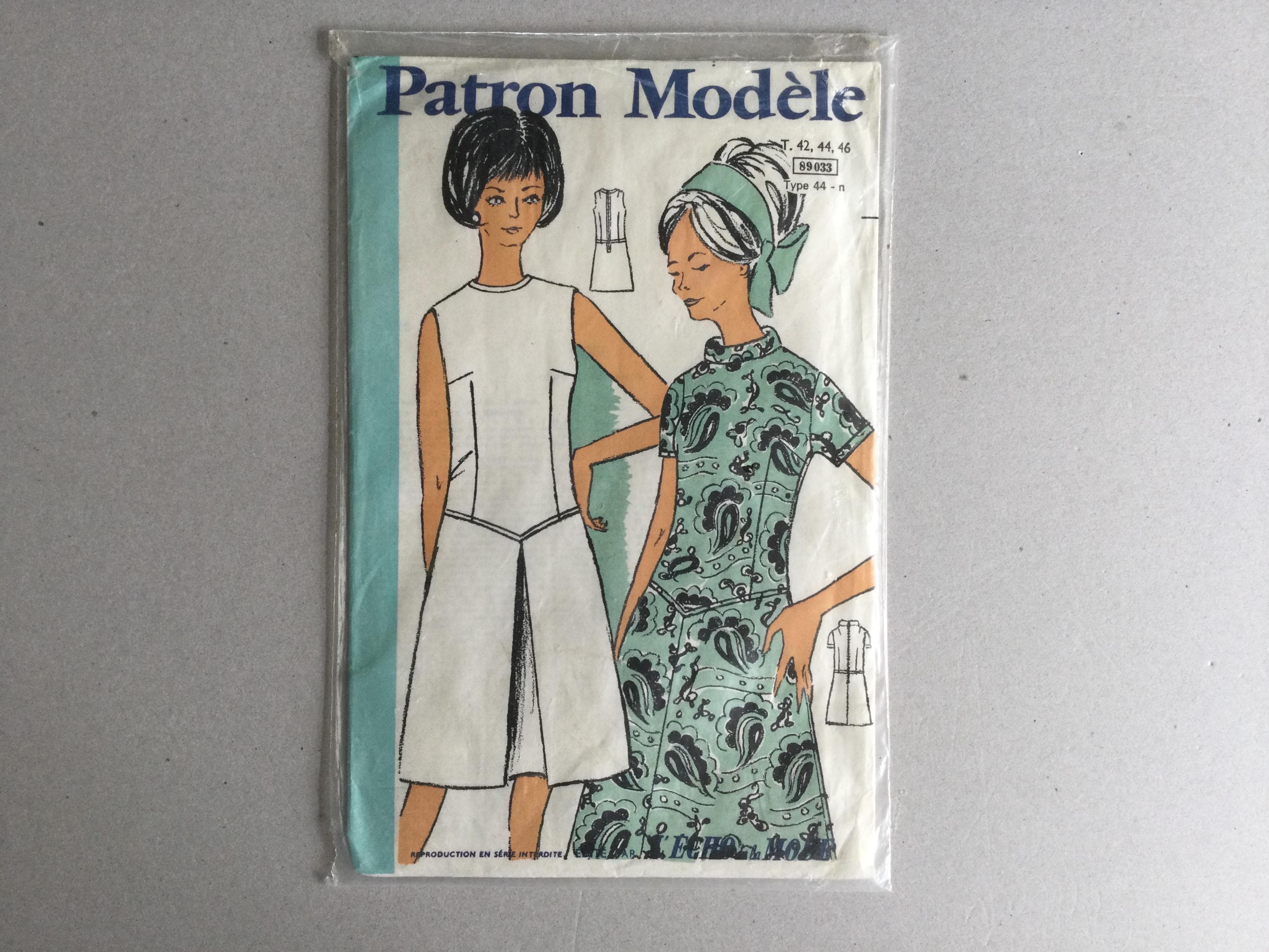 Patron De Couture BRU Vintage Années 60/70 - Robe Grand Col Multitailles 44 à 52