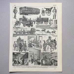 Cartero de correos de 1897, cartero, uniformes, impresión de gran formato de Francia antigua - impresión histórica - impresión francesa vintage