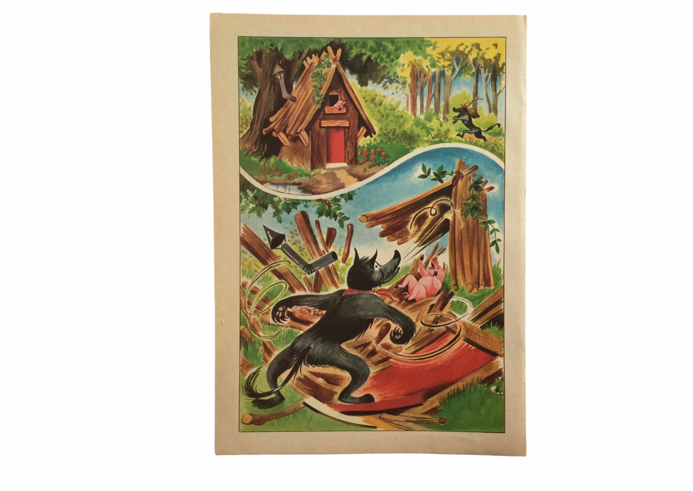 Décoration Murale Enfant 3 Little Pigs - Les Petits Cochons- Print For Children's Room Vintage Frenc