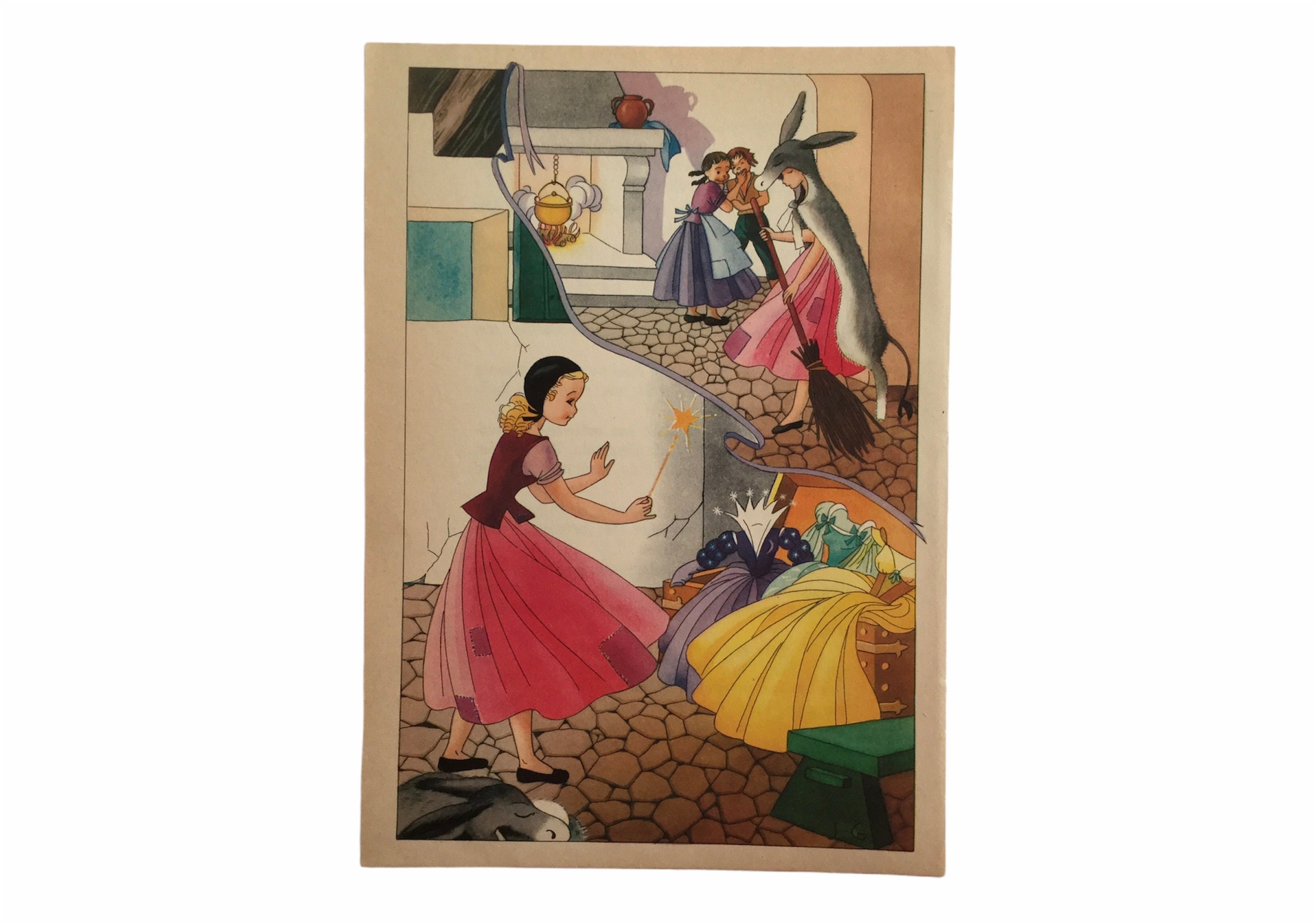 Decoration Murale Enfant Affiche Vintage Donkey's Hide - Peau d'âne Print For Children's Room Vintag