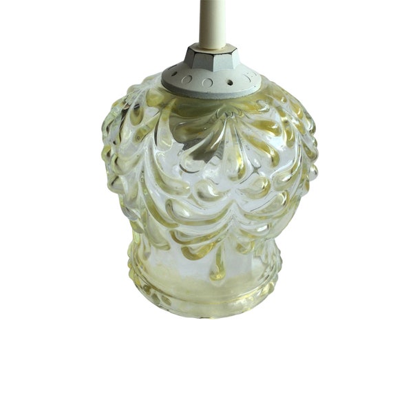 Lampe vintage, Suspension en verre vintage , suspension vintage, lampe vintage jaune transparent , années 70