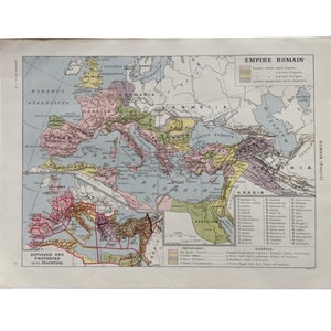 Impero Romano del 1922, Province, stampa d'epoca, vecchia mappa, tavola originale Larousse immagine 2