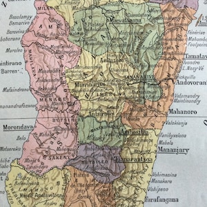 Madagascar - Ancienne illustration carte vintage1922 Planche originale Affiche vintage france - Vintage français