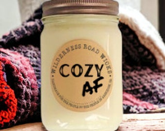 COZY AF Artisan Soy Candle | Hand Poured | Small Batch | Flannel Scent | Autumn Scent | Winter Scent | Spice | Woodsy