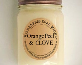 ORANGE PEEL & CLOVE Soy Candle | 12 oz | Fall | Autumn | Christmas | Holidays | Winter | Spice Scent | Citrus Scent | Natural Soy