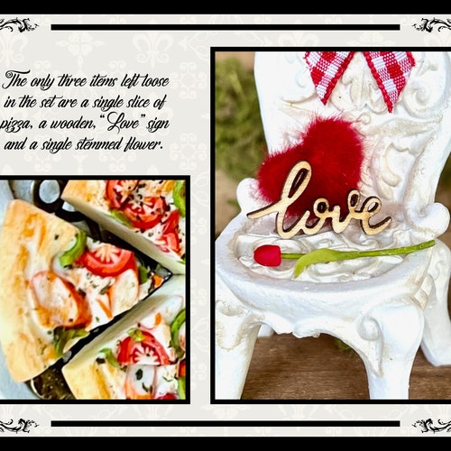 Valentine Miniature/Dollhouse Romantic shops Bistro Mi Amore Table for Two