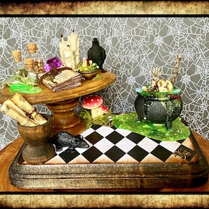 The Witch&#39;s Work Space Miniature Halloween Diorama