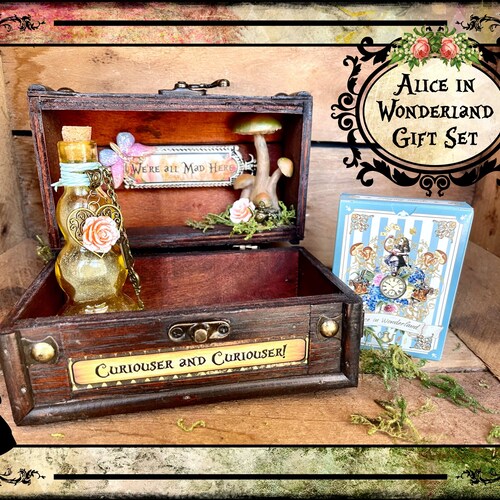 Whimsical Alice in Wonderland Treasure Chest / Box & Drink Me Etsy
