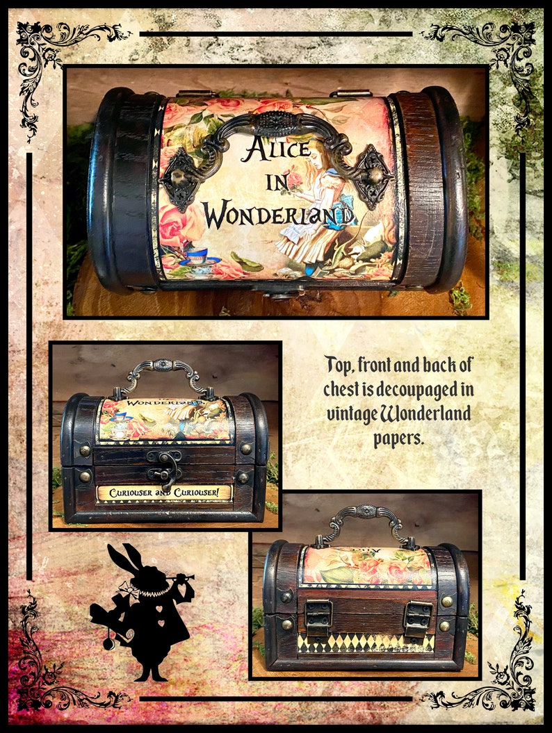 Whimsical Alice in Wonderland Treasure Chest / Box & Drink Me Etsy