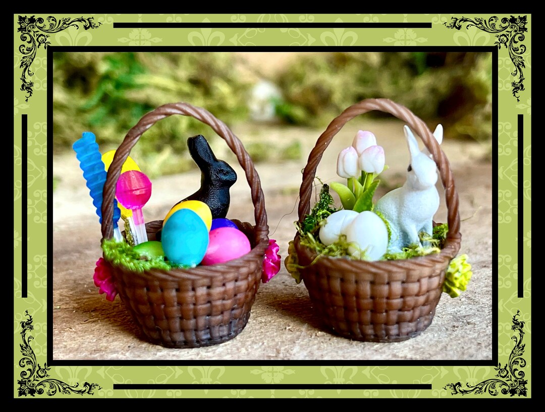 Miniature / Dollhouse 1:12 Scale Tiny Easter Basket - Etsy