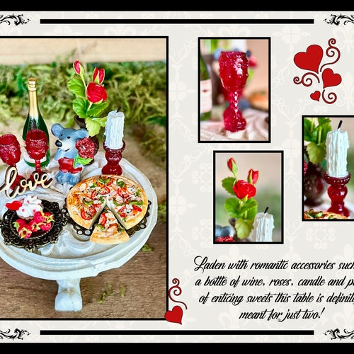 Valentine Miniature/Dollhouse Romantic shops Bistro Mi Amore Table for Two
