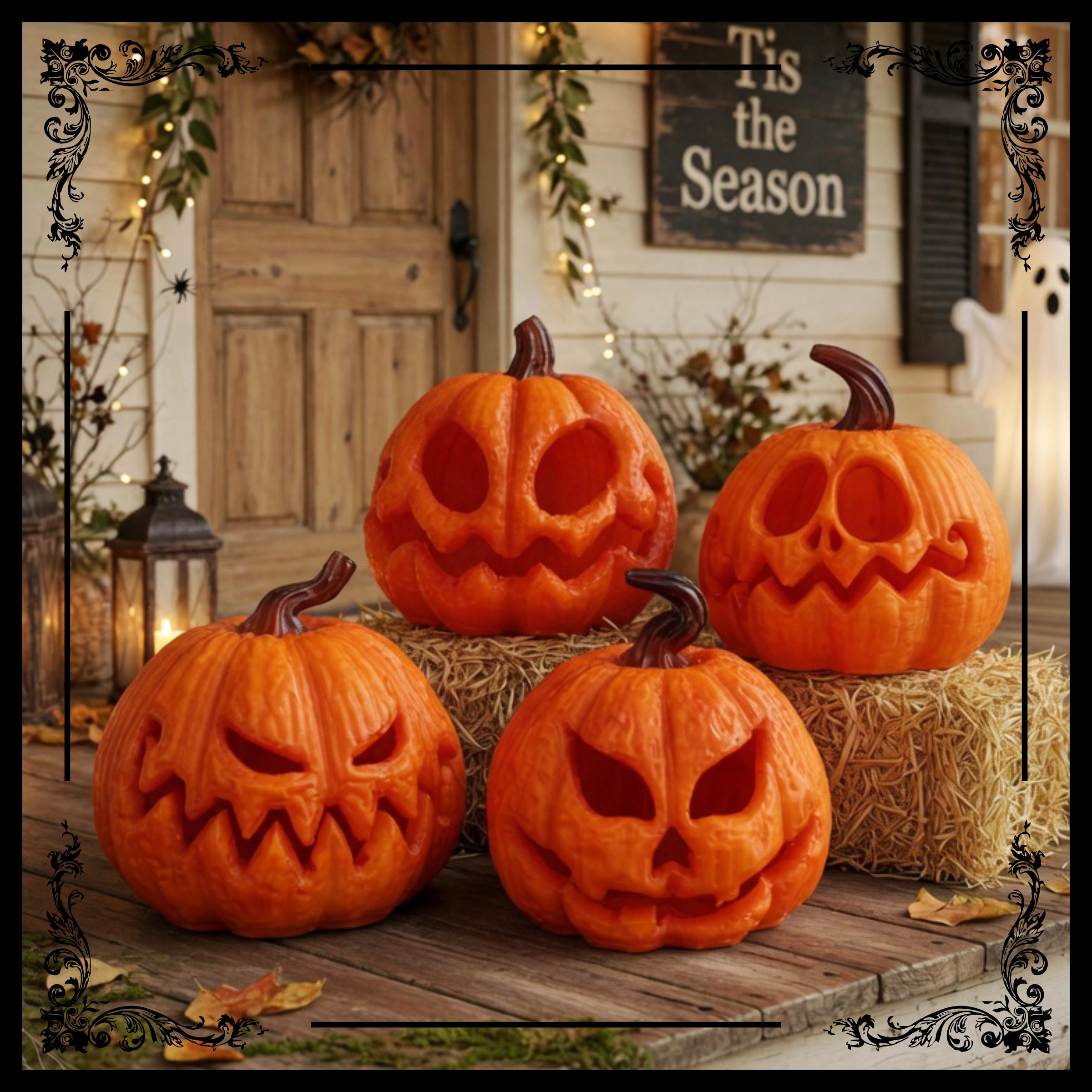 Set of Four Halloween Jack O'lantern Pumpkins - Dollhouse / Miniature ...