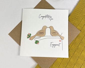 Personalised, Congratulations on your engagement Card, love birds.