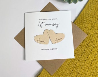 Tarjeta de aniversario personalizada, tarjeta del día de San Valentín, corazón de rompecabezas de pareja, te amo en pedazos