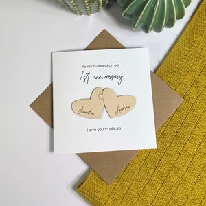 Carta di anniversario personalizzata, carta di San Valentino, Jigsaw Heart of Couple, ti amo a pezzi