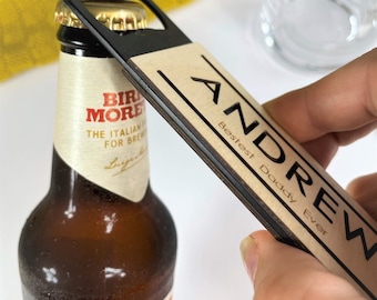 Personalised Large Bottle Opener, Unique Wood and Metal Bottle Cap Remover, Birthday Gift, Gift for Him, Stocking Filler, Christmas Present.