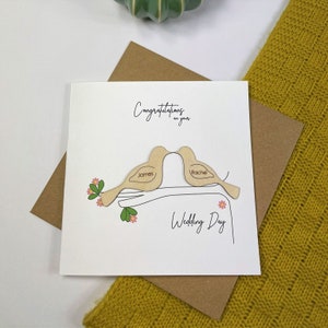 Personalisierte Hochzeitstagskarte, Liebesvogelkarte, Neues Paar, Neuer Herr und Frau, Maßgeschneidert und anpassungsfähig.