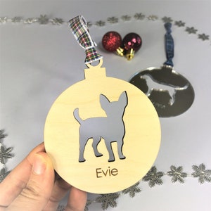 Personalised Dog Christmas Bauble. Christmas Tree Pet Decoration. Festive Chihuahua Bauble, Chihuahua Decoration.