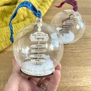 Personalisierte Glas Familienkugel, Weihnachtsdekoration, Keep Sake, spezielle Familiendekoration, Weihnachtsbaumschmuck.