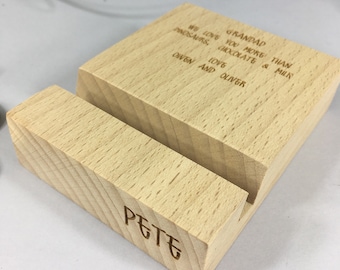 Personalised Phone Stand, Phone Holder, Christmas Present, X Mas Gift, Birthday Present, Gift for Him, Gift for her, Stocking Filler.