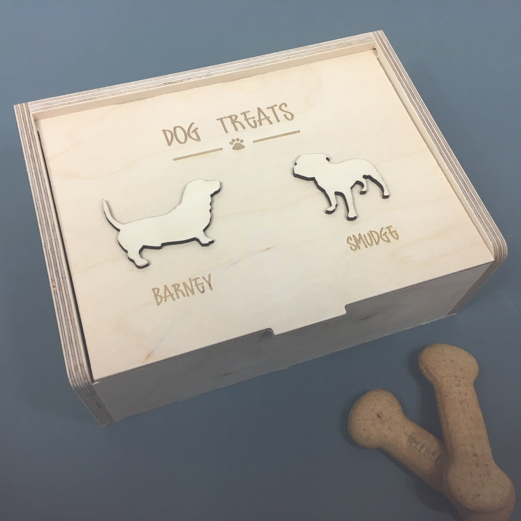 Personalised Wooden Dog Treat Box Puppy Treats X Mas | Etsy