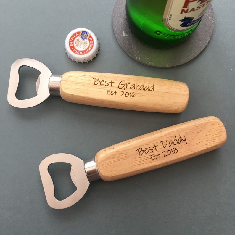 Personalised Bottle Opener, Wooden Handled Bottle Opener Gift, Gift for him, Present for Daddy, Stocking Filler, Christmas present, XMas. image 4