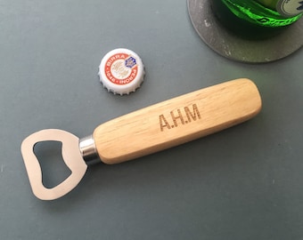 Personalised Bottle Opener, Wooden Handled Bottle Opener Gift, Fathers Day Gift, Gift for him, Christmas Present, Stocking Filler, X Mas.