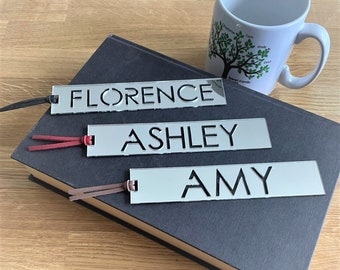 Personalised Silver Mirror Bookmark, Mothers Day & Christmas Gift, Birthday, Anniversary Present, Granny, Grandma, Grandad, Friend