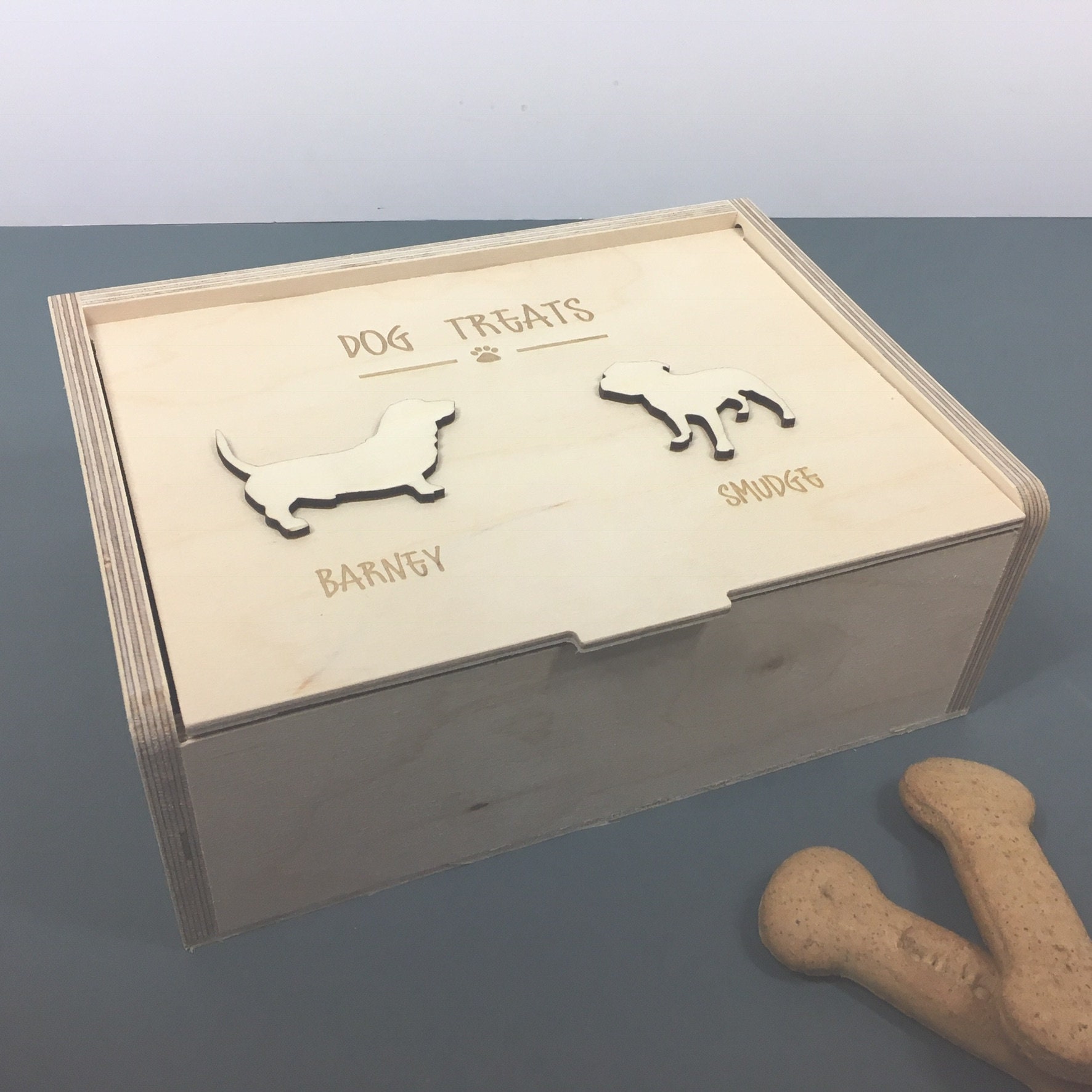 Personalised Wooden Dog Treat Box Puppy Treats X Mas | Etsy