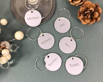 Personalised Mirror Acrylic Wine Glass Charms: Wedding Favours
