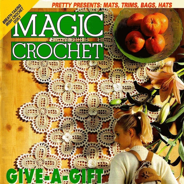 Vintage crochet Pattern Magazine|Magic Crochet #129 December 2000|29 Patterns|Instant Download PDF