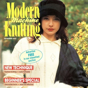Vintage Knitting Machine Pattern Magazine|Modern Machine Knitting SEPT. 1990|KnitMaster & Silver Reed Knitting Machines|Instant download PDF