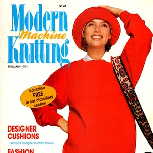 Vintage Knitting Machine Pattern Magazine|Modern Machine Knitting FEB. 1991|KnitMaster & Silver Reed Knitting Machines|Instant download PDF