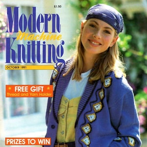 Vintage Knitting Machine Pattern Magazine|Modern Machine Knitting OCT. 1991|KnitMaster & Silver Reed Knitting Machines|Instant download PDF