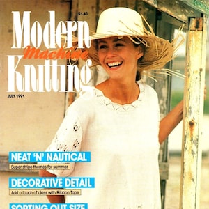 Vintage Knitting Machine Pattern Magazine|Modern Machine Knitting JULY  1991|KnitMaster & Silver Reed Knitting Machines|Instant Download PDF