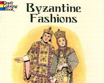 Byzantine Fashions Coloring Book by Tom Tierney|Dover Pictorial Archive Series|41 black-and-white illustrations|Digital Download PDF