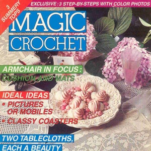 Vintage crochet Pattern Magazine|Magic Crochet #72 June 1991|36 Patterns|Instant Download PDF