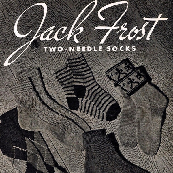 Vintage 1950s Knitting Pattern Book|Jack Frost Two-Needle Socks Vol. 57|Instant Download PDF