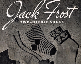 Vintage 1950s Knitting Pattern Book|Jack Frost Two-Needle Socks Vol. 57|Instant Download PDF