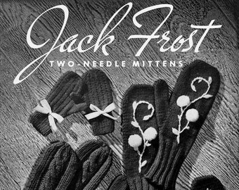 Vintage 1950s Knitting Pattern Book|Jack Frost Two-Needle Mittens BOOK Vol.56|Instant Download PDF