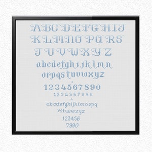 Cross Stitch Alphabet and Numbers PatternFancy CursiveModern xstitch font chartHand lettering cross stitch lettersPDFInstant Download zdjęcie 1